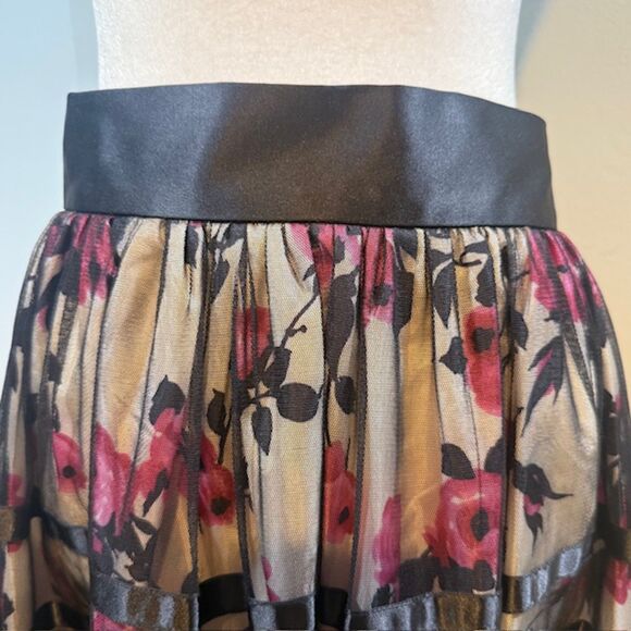 J Peterman Floral Print Ruffle Skirt Size 16 Cottagecore Romantic Maxi - Picture 2 of 10